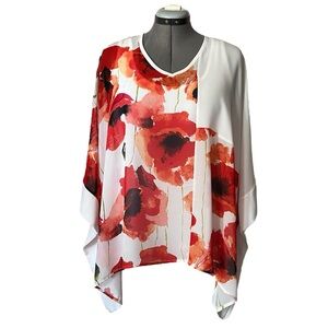 Artex Floral sheer poncho 1X